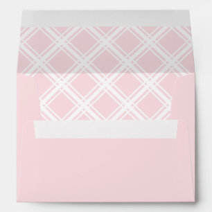 Enveloppe Rayures diagonales roses et blanches