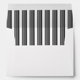 Enveloppe Rayures grises et noires sur fond blanc