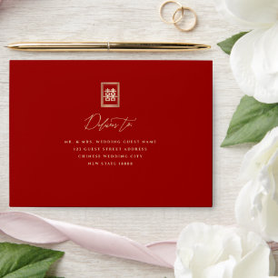 Enveloppe Rectangle double bonheur Mariage chinois classique