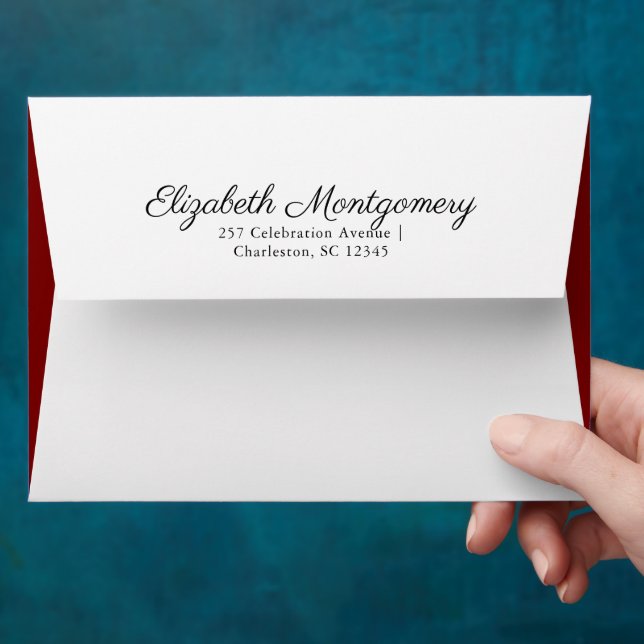 Enveloppe Red and White Modern Simple Wedding Invitation (Hand)