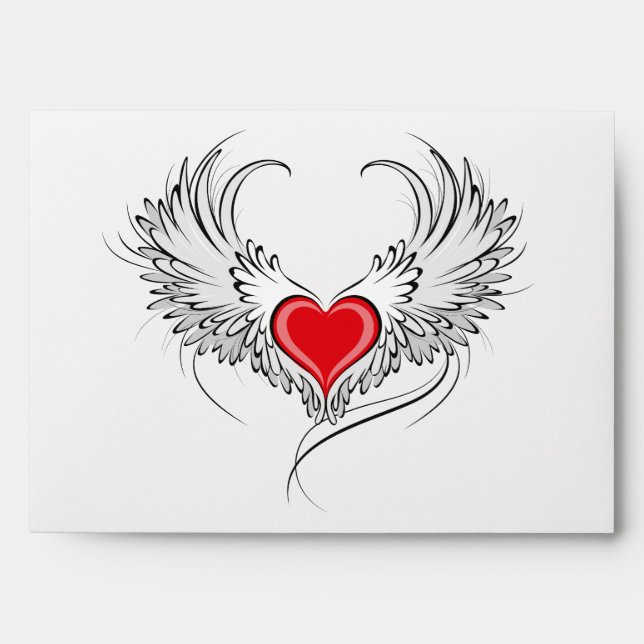 Enveloppe Red Angel Coeur avec ailes (Devant)