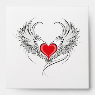 Enveloppe Red Angel Coeur avec ailes