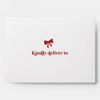 Enveloppe Red Bow Christmas Envelope Return Address Scandi 
