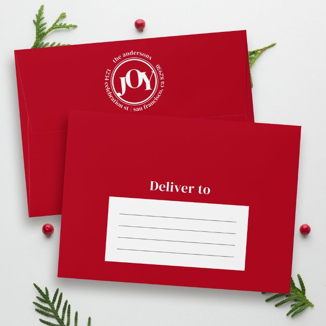 Enveloppe Red Elegant Festive Noël Adresse de retour (Créateur téléchargé)