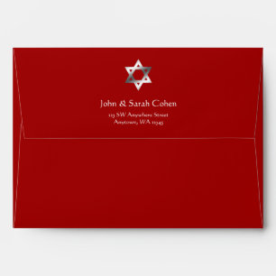Enveloppe Red et Silver Star of David Adresse de retour A7