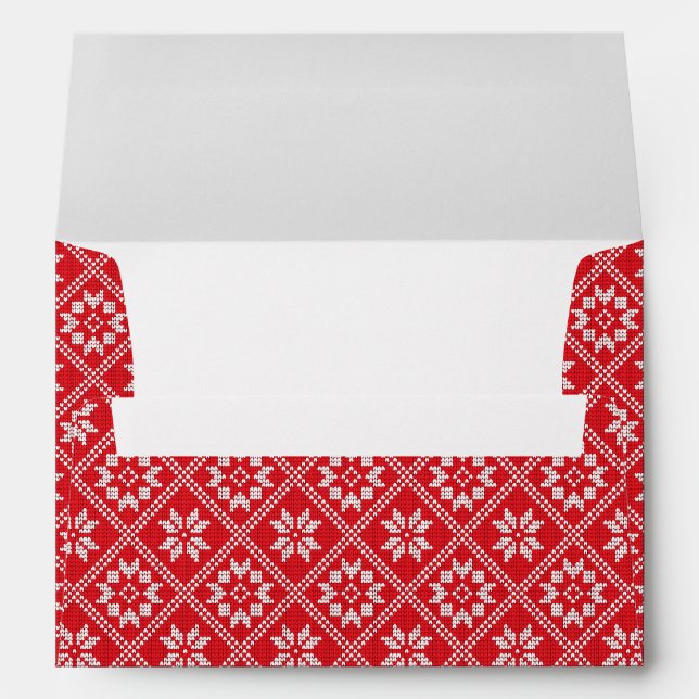Enveloppe Red Fair Isle Sweat Knit Motif Noël (Dos (Bas))