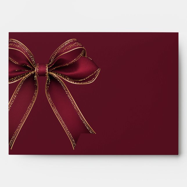 Enveloppe Red Gold Bow Burgundy Christmas  (Devant)