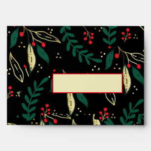 Enveloppe Red Gold Green Return Adresse Black Christmas