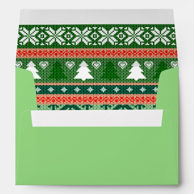 Enveloppe Red Green Holiday Noël avec retour Adresse (Dos (Bas))