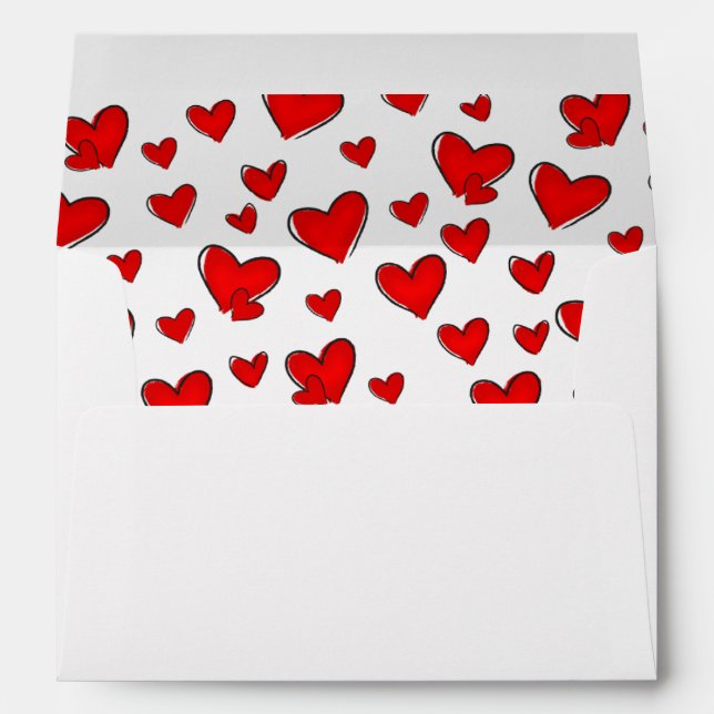 Enveloppe Red Hearts Motif Saint-Valentin Vacances Blanc (Dos (Bas))