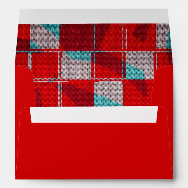 Enveloppe Red Knit Tricot Plaid Motif Noël (Dos (Bas))