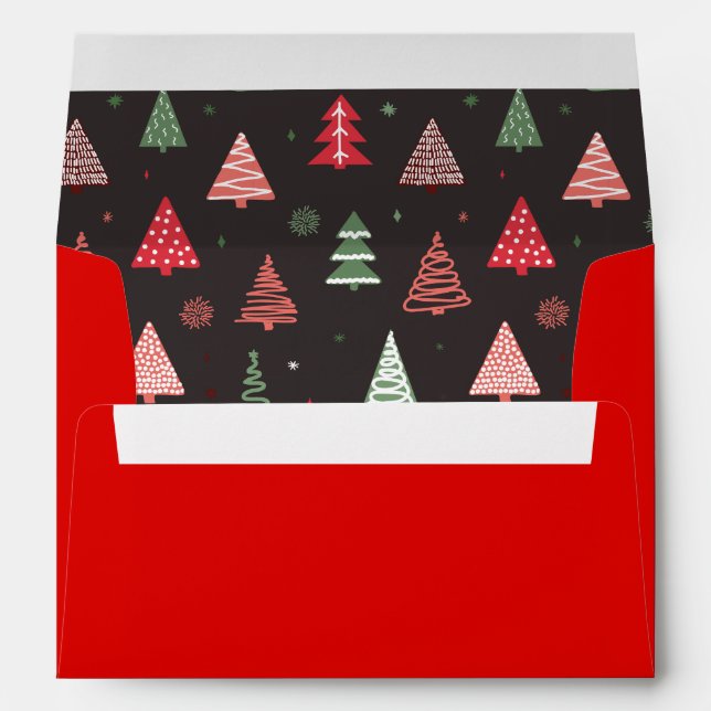 Enveloppe Red Modern Christmas Trees (Dos (Bas))