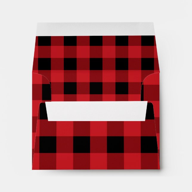 Enveloppe Red Plaid Holiday Rustic Invitation (Dos (Bas))