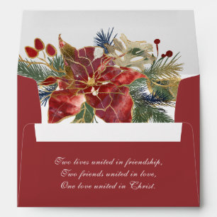 Enveloppe Red Poinsettia Mariage de Noël Adresse de retour