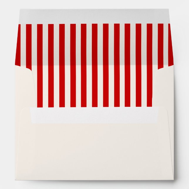 Enveloppe Red Stripes Hand Drawn Playful Bows Retro Wedding (Dos (Bas))