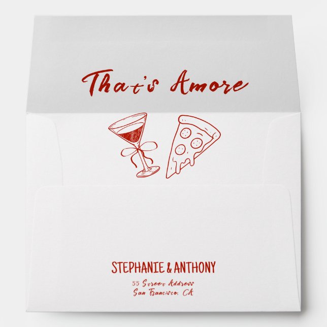 Enveloppe Red Whimsical Frame That's Amore Italian Wedding (Dos (Bas))