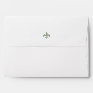 Enveloppe Régence Française Vert Fleur de Lis Mariage Motif