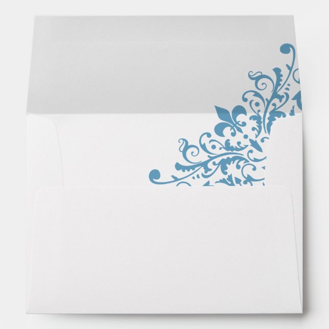 Enveloppe Regency French Blue Fleur de Lis Mariage Motif (Dos (Bas))