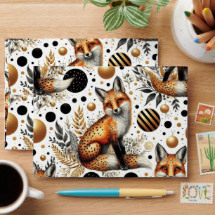 Enveloppe Renard mignon et points sans couture