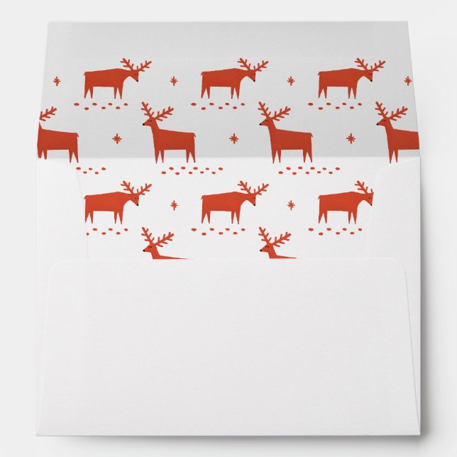 Enveloppe Rennes de Noël. Motif d'animaux des bois rouges (Dos (Bas))