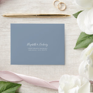 Enveloppe Réponse de mariage bleu poussiéreux écriture moder