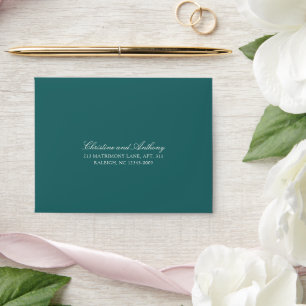 Enveloppe Réponse de mariage classique sarcelle d'argent anc