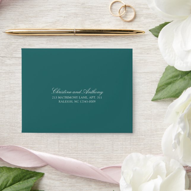 Enveloppe Réponse de mariage classique sarcelle d'argent anc (Wedding)