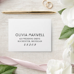 Enveloppe Réponse de mariage moderne noir et blanc