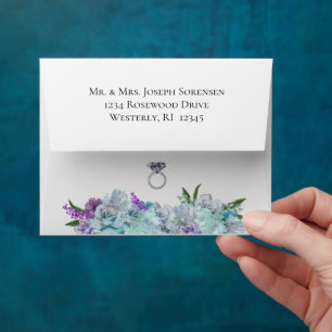 Enveloppe Réponse du Mariage de la suite de bouquet bleu rus