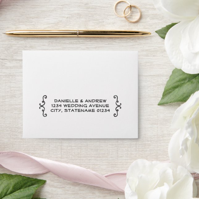 Enveloppe Réponse du Mariage noir blanc manuscrit rustique (Wedding)