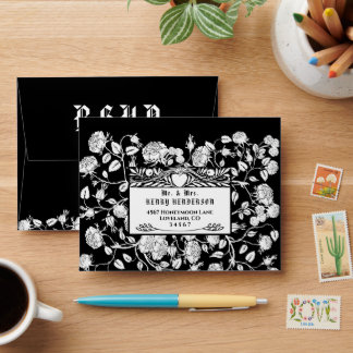 Enveloppe Réponse RSVP de mariage au jardin de roses élégant