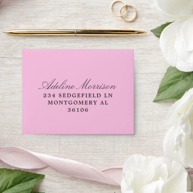 Enveloppe Réponse RSVP de mariage aux hydrangeas roses et bl (Wedding)