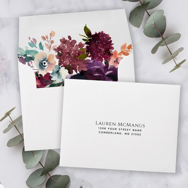 Enveloppe Réponses RSVP florale foncée pré-traitées (Créateur téléchargé)