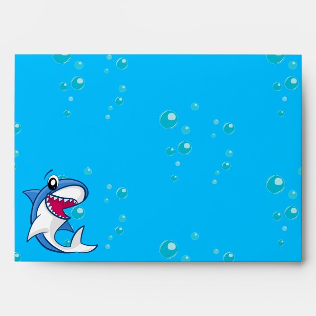 Enveloppe Requin Bleu Océan Enfants N'importe quel âge Anniv (Devant)