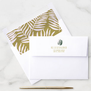 Enveloppe Retour Adresse Feuilles Tropicales Évasion Palmier
