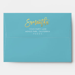 Enveloppe RETOUR ADRESSE moderne bleu turquoise SAMANTHA