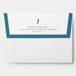 Enveloppe RETOUR ADRESSE moderne monogramme denim bleu bord