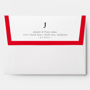 Enveloppe RETOUR ADRESSE moderne monogramme riche bord rouge