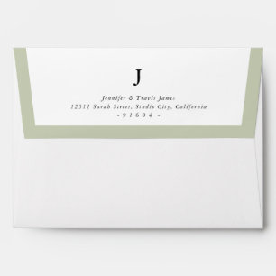 Enveloppe RETOUR ADRESSE moderne monogramme sage vert bord
