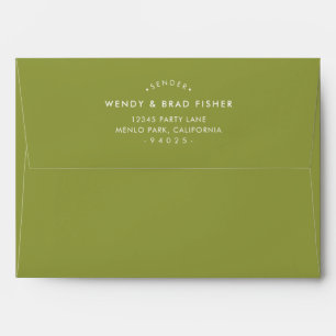 Enveloppe RETOUR ADRESSE moderne oliver vert marbre or