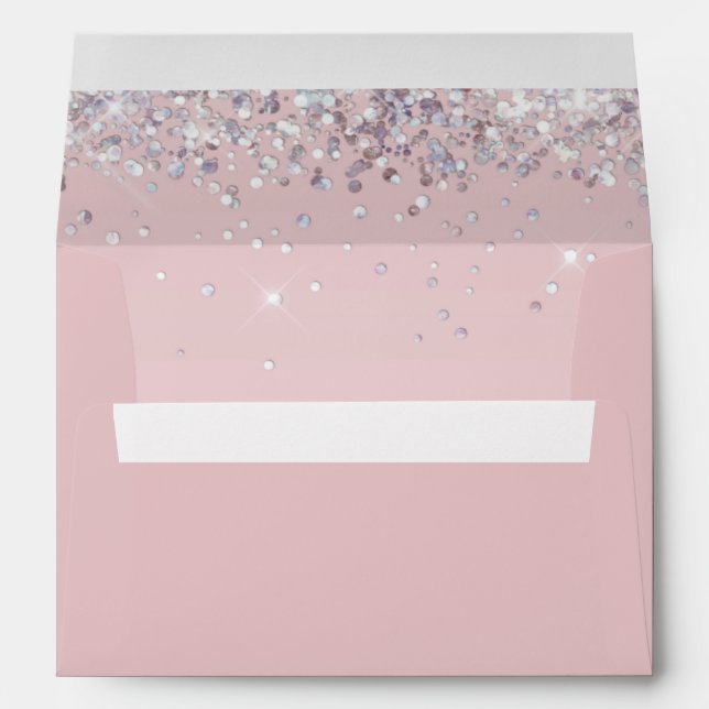 Enveloppe Retour Adressé Pink Sparkly Invitation (Dos (Bas))