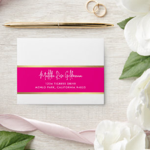 Enveloppe RETOUR ADRESSE ultra-tendance or rose moderne