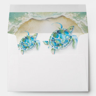 Enveloppe Retour Adresse Watercolor Sea Turtle Ocean Beach
