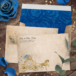 Enveloppe Retour au Carrosse de la Princesse en Or Bleu Roya