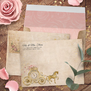 Enveloppe Retour au Carrosse de la Princesse en Or Rose