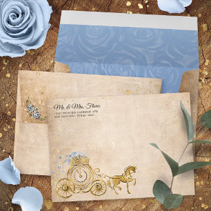 Enveloppe Retour au Carrosse de la Princesse Or Bleu Clair