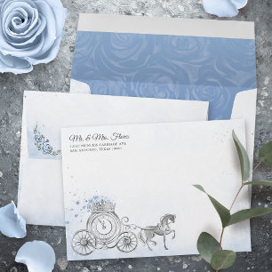 Enveloppe Retour d'adresse Carrosse Princesse Argent Bleu Cl