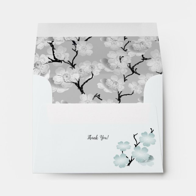Enveloppe Retour de fleurs de printemps bleu clair (Dos (Bas))