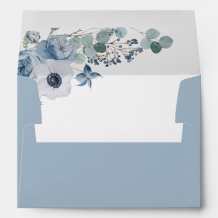 Enveloppe Retour mariage floral bleu foncé