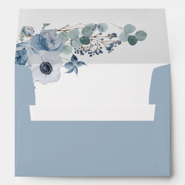 Enveloppe Retour mariage floral bleu foncé (Dos (Bas))